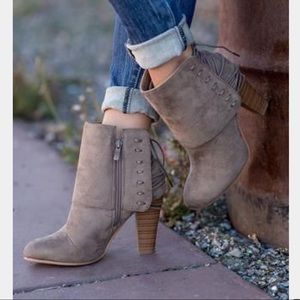Back lace up fold over booties